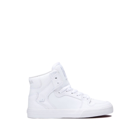 Kids Supra High Top Shoes VAIDER White/White | AU-52791